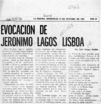 Evocación de Jerónimo Lagos Lisboa