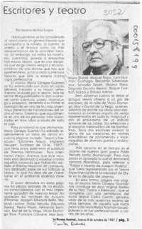 Escritores y teatro  [artículo] Marino Muñoz Lagos.