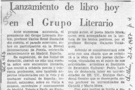 Lanzamiento de libro hoy en el Grupo Literario  [artículo].