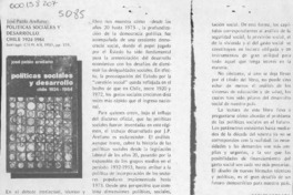 Políticas sociales y desarrollo, Chile 1924-1984  [artículo] Carlos Vergara.