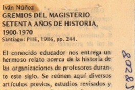 Gremios del magisterio, setenta años de historia, 1900-1970  [artículo] J. B.
