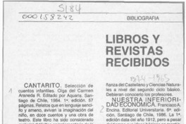 Libros y revistas recibidos  [artículo].