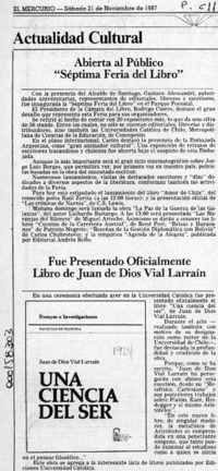 Fue presentado oficialmente libro de Juan de Dios Vial Larraín  [artículo].