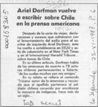 Ariel Dorfman vuelve a escribir sobre Chile en la prensa americana  [artículo].