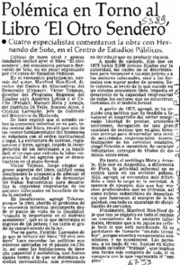Polémica en torno al libro "El otro sendero"  [artículo].