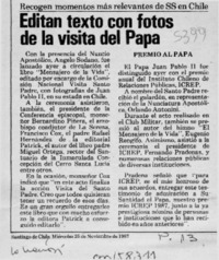 Editan texto con fotos de la visita del Papa  [artículo].