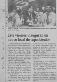Este viernes inauguran un nuevo local de espectáculos  [artículo].