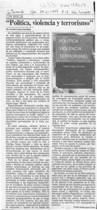 "Política, violencia y terrorismo"  [artículo] Pablo Rodríguez Grez.