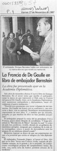La Francia de De Gaulle en libro de embajador Bernstein  [artículo].