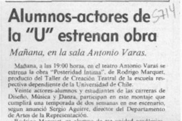 Alumnos-actores de la "U" estrenan obra  [artículo].