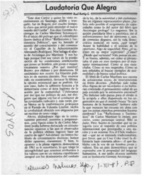Laudatoria que alegra  [artículo] Raúl Rettig G.