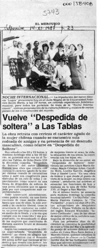 Vuelve "Despedida de soltera" a Las Tablas  [artículo].