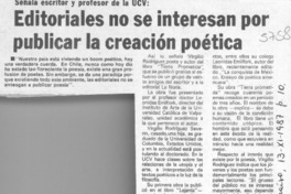 Editoriales no se interesan por publicar la creación poética  [artículo].