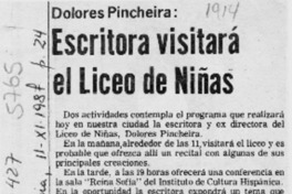 Escritora visitará el Liceo de Niñas  [artículo].