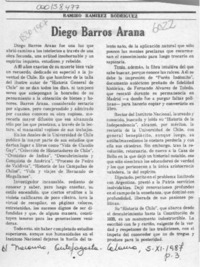 Diego Barros Arana  [artículo] Ramiro Ramírez Rodríguez.