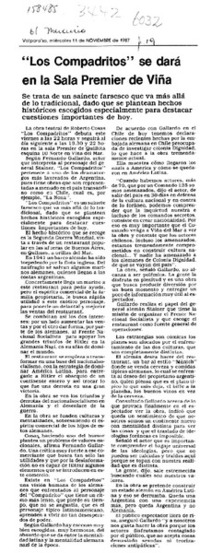 "Los Compadritos" se dará en la sala Premier de Viña  [artículo].