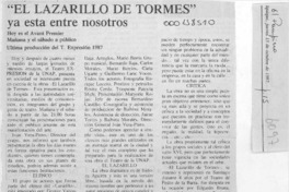 "El Lazarillo de Tormes" ya está entre nosotros  [artículo].