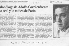 Monólogo de Adolfo Cozzi enfrenta lo real y lo mítico de París  [artículo].