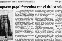 Comparan papel femenino con el de los soldados  [artículo] Carmen Imperatore.