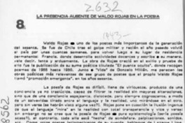 La presencia ausente de Waldo Rojas en la poesía  [artículo] Jaime Lizama.