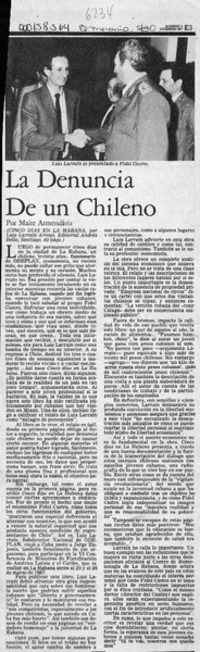La denuncia de un chileno  [artículo] Maité Armendáriz.