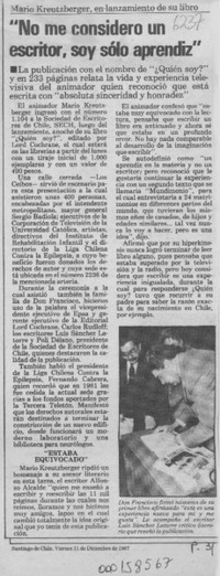 "No me considero un escritor, soy sólo aprendiz"  [artículo].