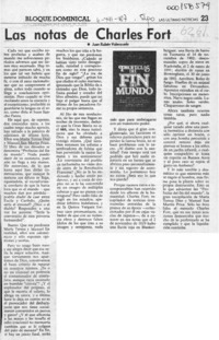 Las notas de Charles Fort  [artículo] Juan Rubén Valenzuela.