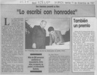 "Lo escribí con honradez"  [artículo].