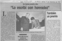 "Lo escribí con honradez"  [artículo].