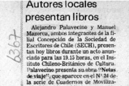 Autores locales presentan libros  [artículo].