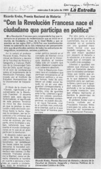 "Con la revolución francesa nace el ciudadano que participa en política"