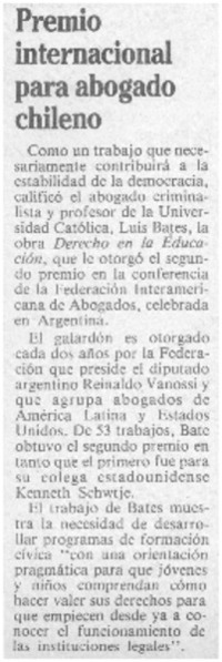 Premio internacional para abogado chileno