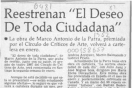 Reestrenan "El deseo de toda ciudadana"  [artículo].