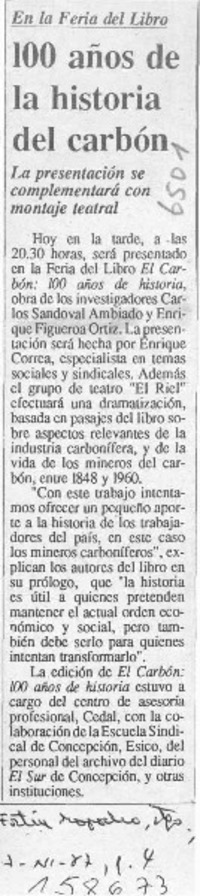 100 años de la historia del carbón  [artículo].