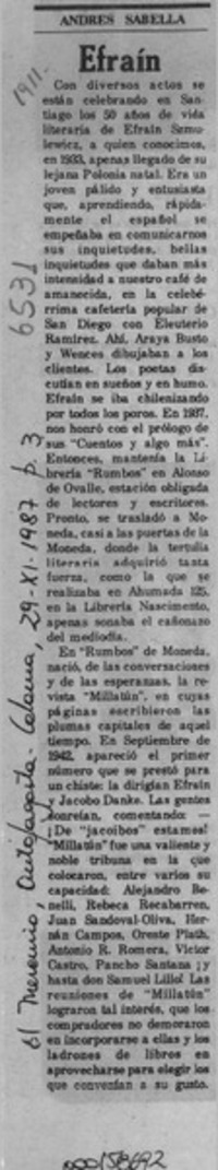 Efraín  [artículo] Andrés Sabella.