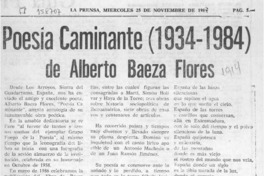 Poesía caminante (1934-1984) de Alberto Baeza Flores  [artículo] Carlos René Correa.