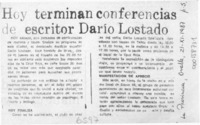 Hoy terminan conferencias de escritor Darío Lostado