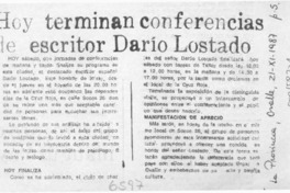 Hoy terminan conferencias de escritor Darío Lostado