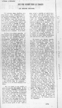 Doy por vivido todo lo soñado  [artículo] Apir.