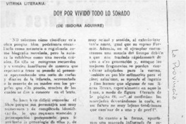 Doy por vivido todo lo soñado  [artículo] Apir.
