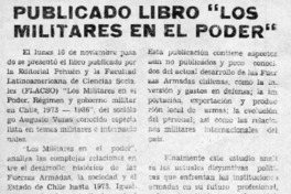 Publicado libro "Los militares en el poder"  [artículo].