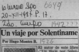 Un viaje por Solentiname  [artículo] Hugo Montes B.