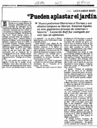 "Pueden aplastar el jardín pero no impedir la primavera"  [artículo] Isabel Lipthay.