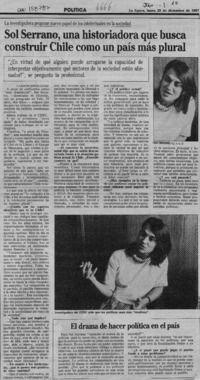 Sol Serrano, una historiadora que busca construir Chile como un país más plural  [artículo] Carmen Imperatore.