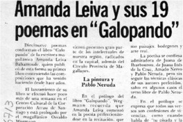 Amanda Leiva y sus 19 poemas en "Galopando"  [artículo].