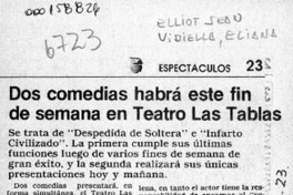 Dos comedias habrá este fin de semana en teatro Las Tablas  [artículo].