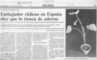 Embajador chileno en España dice que lo tienen de adorno  [artículo].