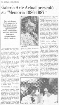 Galería arte actual presentó su "Memoria 1986-1987"