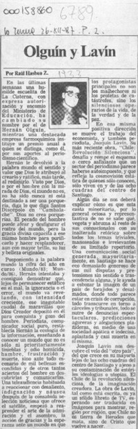 Olguín y Lavín  [artículo] Raúl Hasbún Z.