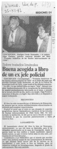 Buena acogida a libro de un ex jefe policial  [artículo].